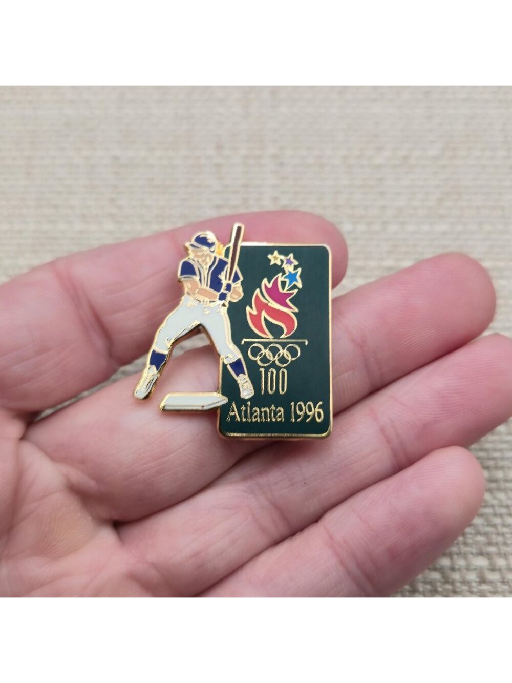 1996 Atlanta Centennial Olympic Games Baseball Enamel Lapel Pin A8544